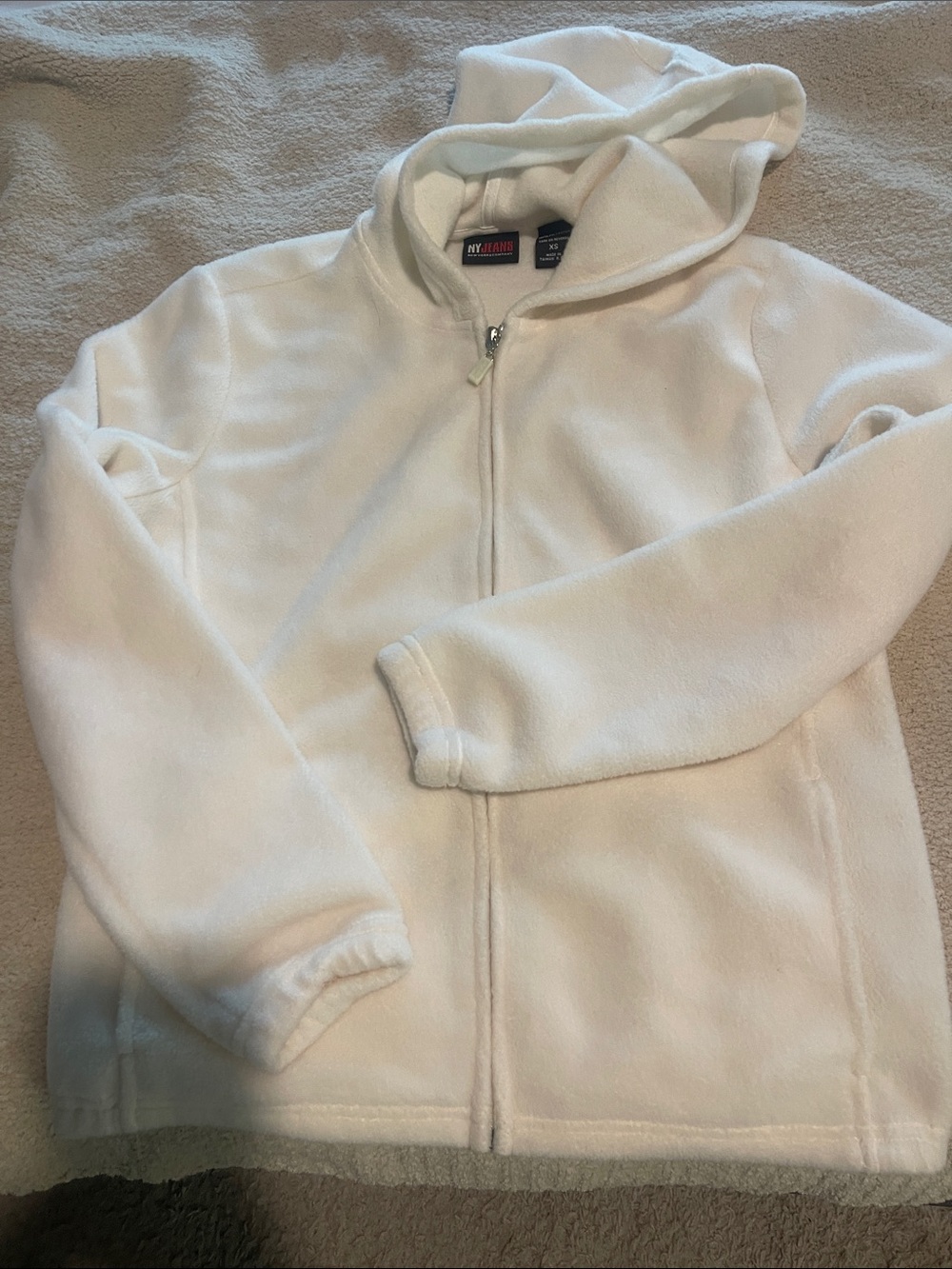 New York & Company NY Jeans Off-White Fleece Zip Hoodie